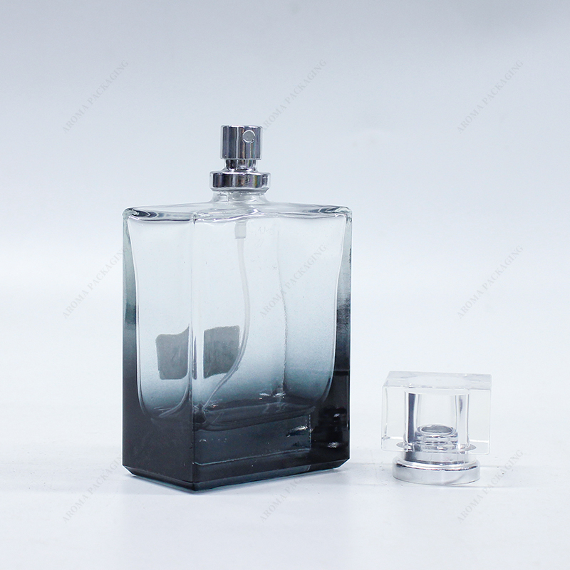 Gradient Color Square Glass Perfume Bottle with Lid